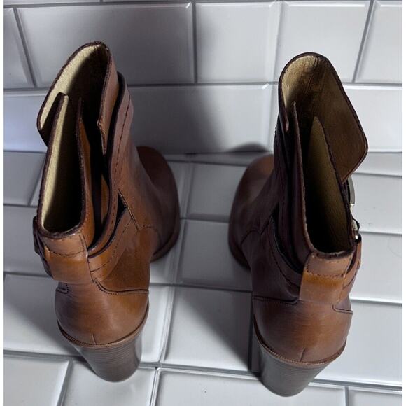 Coach Kasandra Chestnut Brown Leather Block High Heel Ankle Boots A7094 Size 8B - Picture 5 of 8